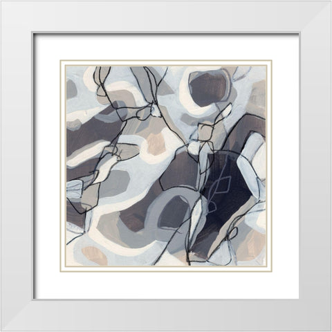 Graphite Swirl II White Modern Wood Framed Art Print with Double Matting by Vess, June Erica