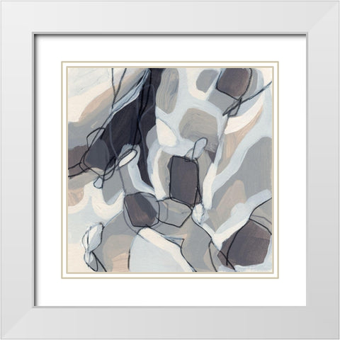 Graphite Swirl III White Modern Wood Framed Art Print with Double Matting by Vess, June Erica