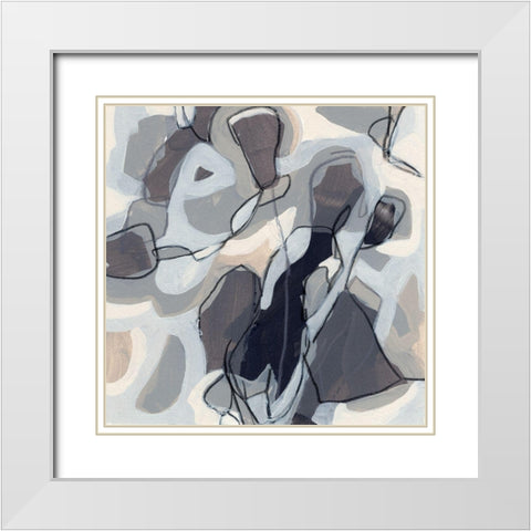 Graphite Swirl IV White Modern Wood Framed Art Print with Double Matting by Vess, June Erica