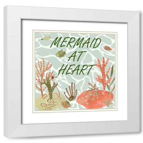 Mermaid at Heart I White Modern Wood Framed Art Print with Double Matting by Wang, Melissa