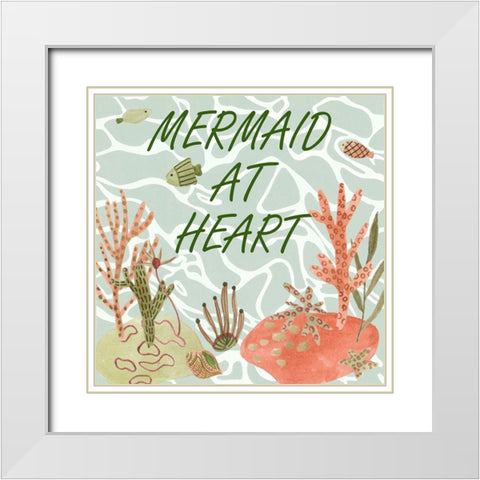 Mermaid at Heart I White Modern Wood Framed Art Print with Double Matting by Wang, Melissa