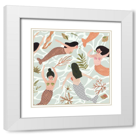 Mermaid at Heart III White Modern Wood Framed Art Print with Double Matting by Wang, Melissa