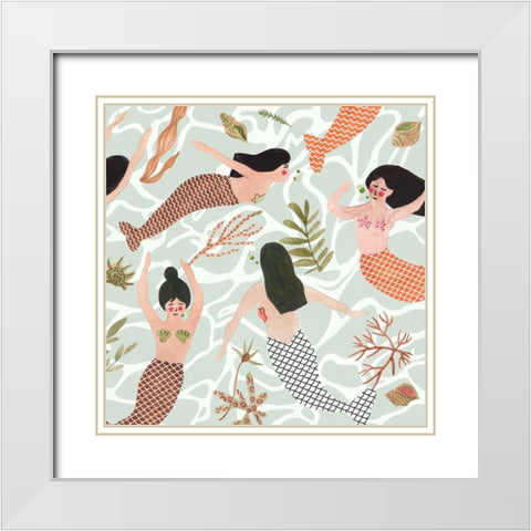 Mermaid at Heart III White Modern Wood Framed Art Print with Double Matting by Wang, Melissa