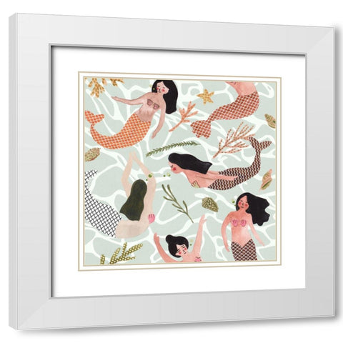 Mermaid at Heart IV White Modern Wood Framed Art Print with Double Matting by Wang, Melissa