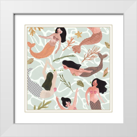 Mermaid at Heart IV White Modern Wood Framed Art Print with Double Matting by Wang, Melissa