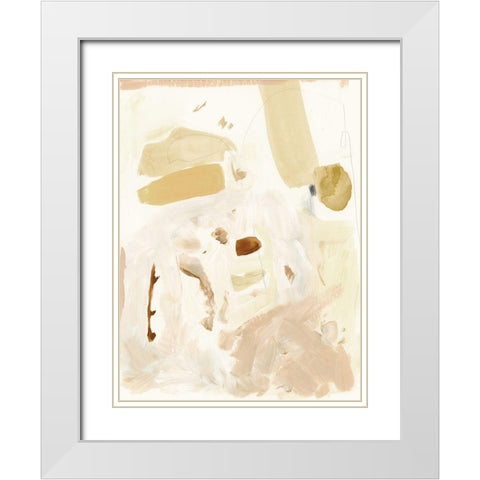 Markings in Beige II White Modern Wood Framed Art Print with Double Matting by Barnes, Victoria