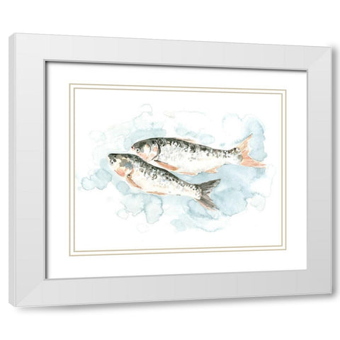 Pisces Pair I White Modern Wood Framed Art Print with Double Matting by Caroline, Emma