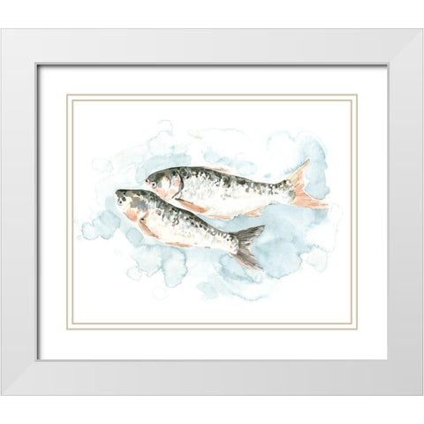 Pisces Pair I White Modern Wood Framed Art Print with Double Matting by Caroline, Emma
