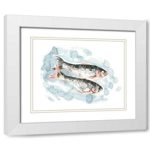 Pisces Pair II White Modern Wood Framed Art Print with Double Matting by Caroline, Emma