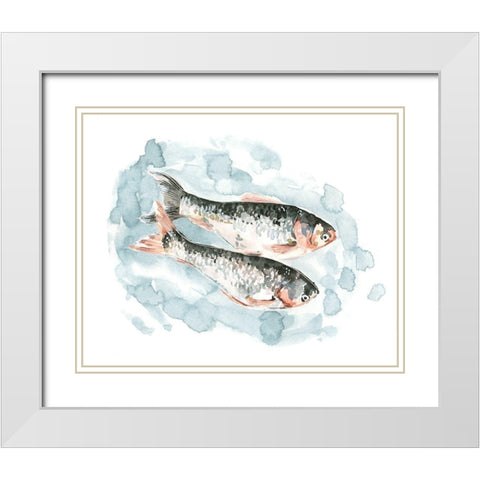 Pisces Pair II White Modern Wood Framed Art Print with Double Matting by Caroline, Emma