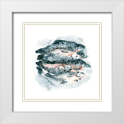 Fish for Dinner I White Modern Wood Framed Art Print with Double Matting by Caroline, Emma