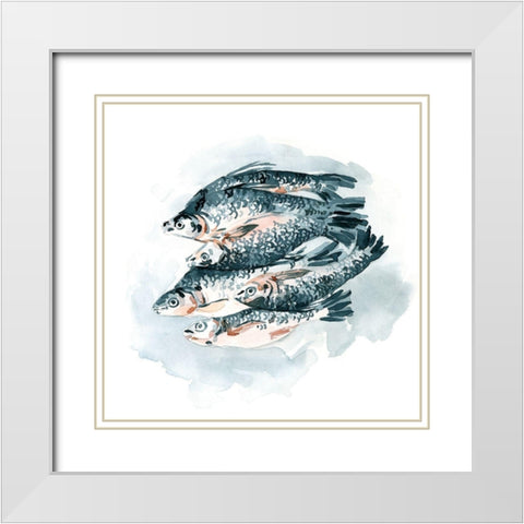 Fish for Dinner II White Modern Wood Framed Art Print with Double Matting by Caroline, Emma