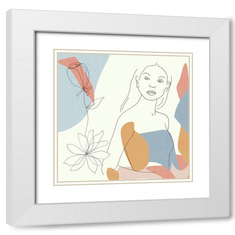 Floral Fantasies III White Modern Wood Framed Art Print with Double Matting by Wang, Melissa