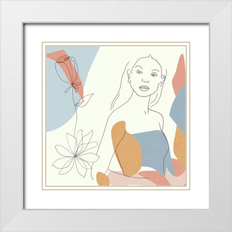 Floral Fantasies III White Modern Wood Framed Art Print with Double Matting by Wang, Melissa