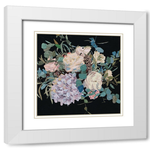 Violet Bouquet II White Modern Wood Framed Art Print with Double Matting by Wang, Melissa
