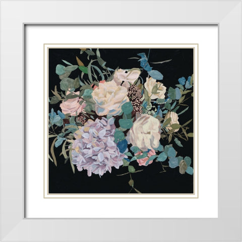 Violet Bouquet II White Modern Wood Framed Art Print with Double Matting by Wang, Melissa