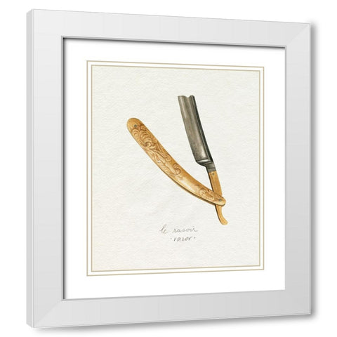 Gilded Toiletries I White Modern Wood Framed Art Print with Double Matting by Popp, Grace