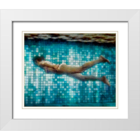 Swimming Under II White Modern Wood Framed Art Print with Double Matting by Saunders, Alonzo