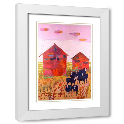 Orland Barns White Modern Wood Framed Art Print with Double Matting by Jachimiec, Sue