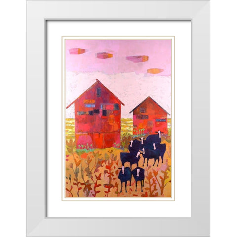 Orland Barns White Modern Wood Framed Art Print with Double Matting by Jachimiec, Sue