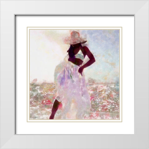 Her Colorful Dance I White Modern Wood Framed Art Print with Double Matting by Saunders, Alonzo