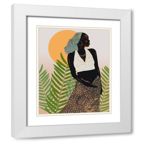 Her Grace White Modern Wood Framed Art Print with Double Matting by Saunders, Alonzo