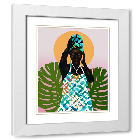 Her Faith White Modern Wood Framed Art Print with Double Matting by Saunders, Alonzo