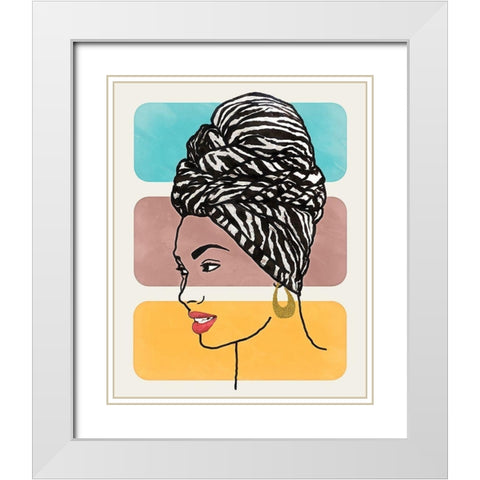 Head Wrap II White Modern Wood Framed Art Print with Double Matting by Saunders, Alonzo