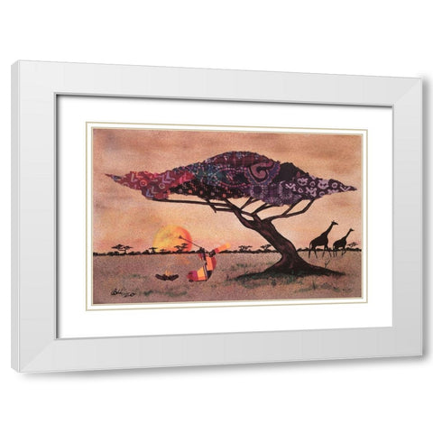 Plains of Africa White Modern Wood Framed Art Print with Double Matting by Saunders, Alonzo