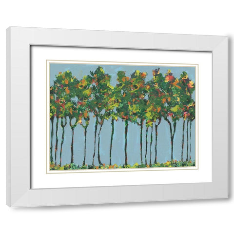 Sunset Trees II White Modern Wood Framed Art Print with Double Matting by Moore, Regina