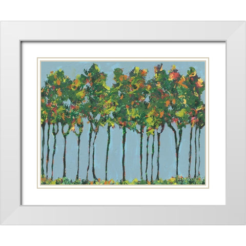 Sunset Trees II White Modern Wood Framed Art Print with Double Matting by Moore, Regina
