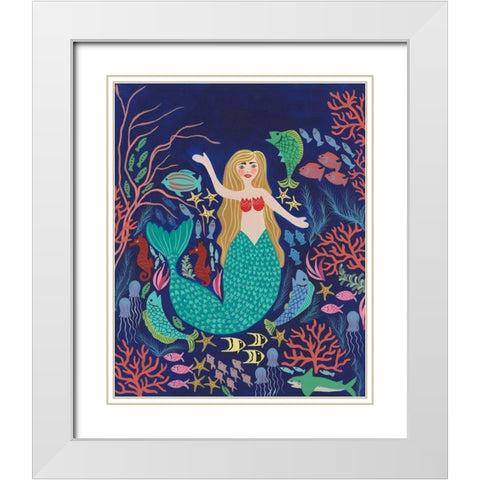 Water Queen I White Modern Wood Framed Art Print with Double Matting by Moore, Regina