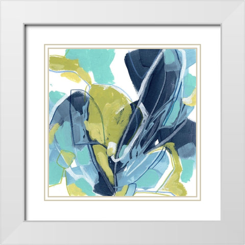 Blue Tangent II White Modern Wood Framed Art Print with Double Matting by Vess, June Erica