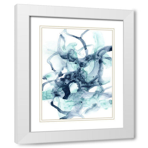 Blue Cavern II White Modern Wood Framed Art Print with Double Matting by Vess, June Erica