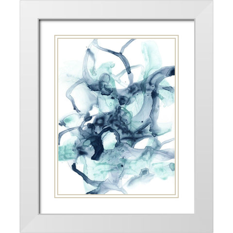 Blue Cavern II White Modern Wood Framed Art Print with Double Matting by Vess, June Erica