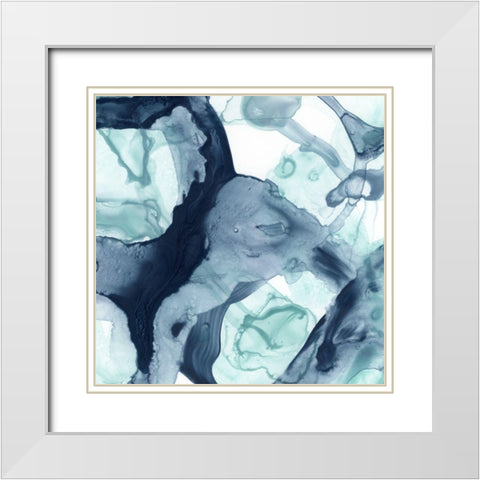 Blue Cavern V White Modern Wood Framed Art Print with Double Matting by Vess, June Erica