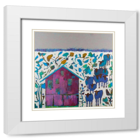 Engler Barn White Modern Wood Framed Art Print with Double Matting by Jachimiec, Sue