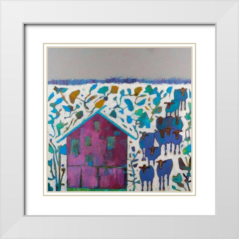 Engler Barn White Modern Wood Framed Art Print with Double Matting by Jachimiec, Sue