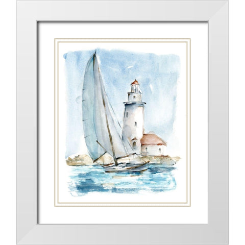 Sailing into the Harbor I White Modern Wood Framed Art Print with Double Matting by Harper, Ethan
