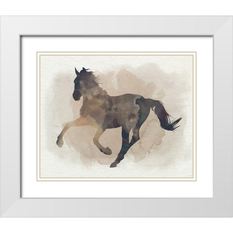 Galloping II White Modern Wood Framed Art Print with Double Matting by Popp, Grace