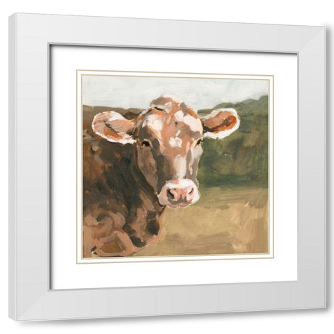 On the Pasture I White Modern Wood Framed Art Print with Double Matting by Barnes, Victoria