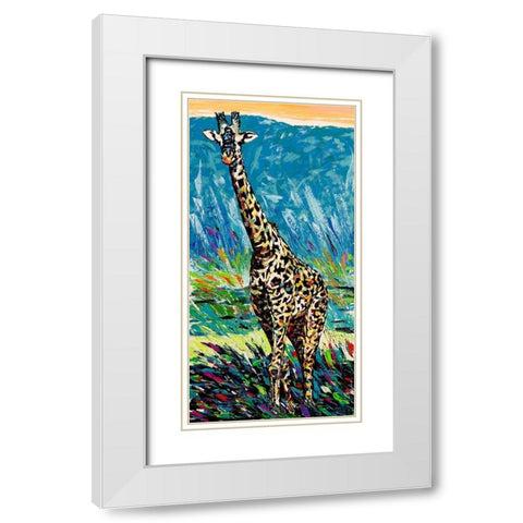 Regal Giraffe I White Modern Wood Framed Art Print with Double Matting by Vitaletti, Carolee