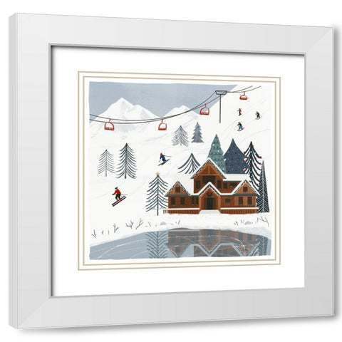 Ski Slope I White Modern Wood Framed Art Print with Double Matting by Barnes, Victoria