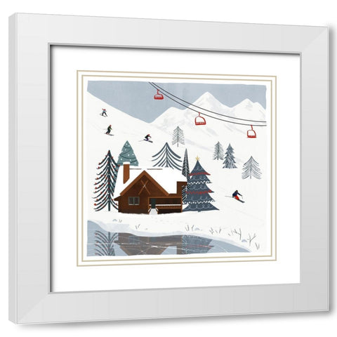 Ski Slope II White Modern Wood Framed Art Print with Double Matting by Barnes, Victoria