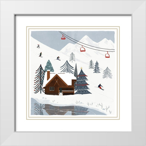 Ski Slope II White Modern Wood Framed Art Print with Double Matting by Barnes, Victoria