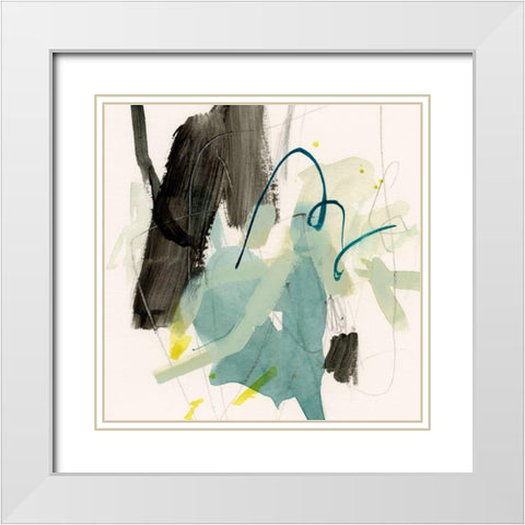 Seafoam and Slate I White Modern Wood Framed Art Print with Double Matting by Barnes, Victoria