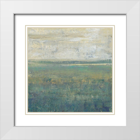 Sage Terrain I White Modern Wood Framed Art Print with Double Matting by OToole, Tim