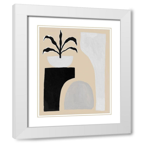 Custom Pale Abstraction I White Modern Wood Framed Art Print with Double Matting by Wang, Melissa