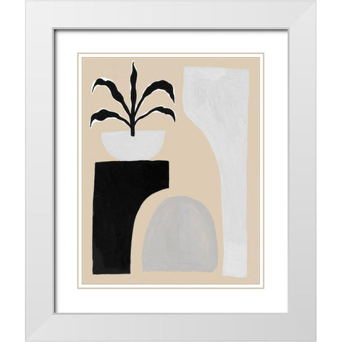 Custom Pale Abstraction I White Modern Wood Framed Art Print with Double Matting by Wang, Melissa