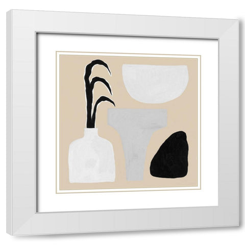 Custom Pale Abstraction III White Modern Wood Framed Art Print with Double Matting by Wang, Melissa